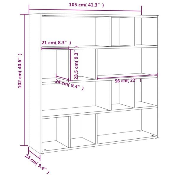 vidaXL Βιβλιοθήκη/Διαχωριστικό Χώρου Λευκό 105 x 24 x 102 εκ.