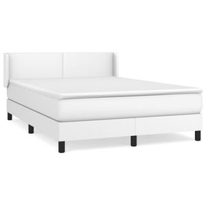 vidaXL Κρεβάτι Boxspring με Στρώμα Λευκό 140x200εκ.από Συνθετικό Δέρμα