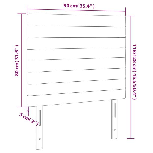 vidaXL Κεφαλάρια Κρεβατιού 2 τεμ. Μαύρο 90x5x78/88 εκ. Βελούδινο