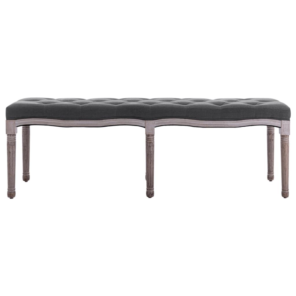 vidaXL Ταμπουρέ Σκούρο Γκρι 150 x 40 x 48 εκ. από Λινό και Μασίφ Ξύλο