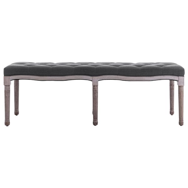 vidaXL Ταμπουρέ Σκούρο Γκρι 150 x 40 x 48 εκ. από Λινό και Μασίφ Ξύλο