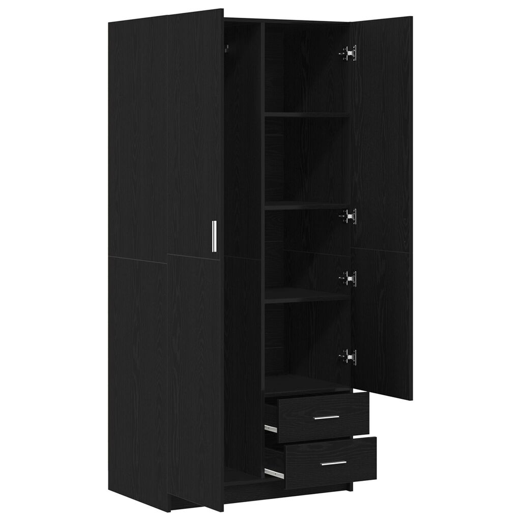 Ντουλάπα vidaXL Μαύρη Δρυς 80x52x180 εκ. Επεξεργασμένο Ξύλο