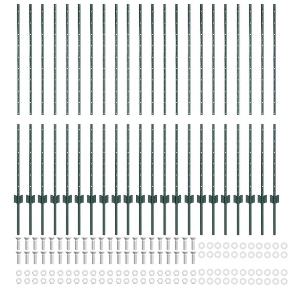 vidaXL Πό posts φράχτη 22 pcs Πράσινο 180 cm Ατσάλι