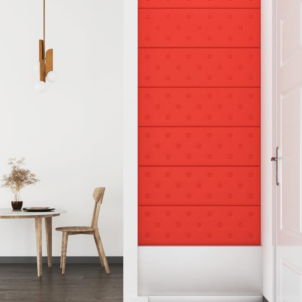 vidaXL Πάνελ Τοίχου 12 τεμ. Κόκκινα 90 x 30 εκ. 3,24 μ² Συνθ. Δέρμα