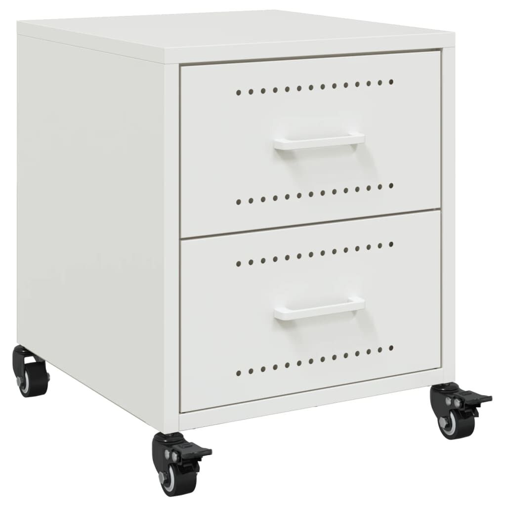 vidaXL Κομοδίνο Λευκό 36x39x43,5 εκ. από Χάλυβα