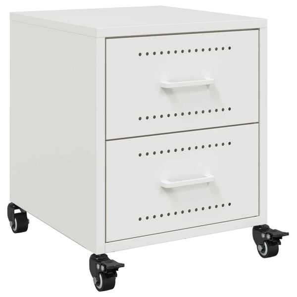 vidaXL Κομοδίνο Λευκό 36x39x43,5 εκ. από Χάλυβα