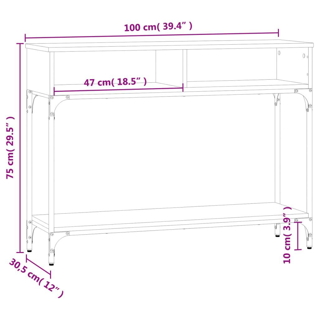 vidaXL Τραπέζι Κονσόλα Sonoma Δρυς 100x30,5x75 εκ. Επεξεργασμένο Ξύλο