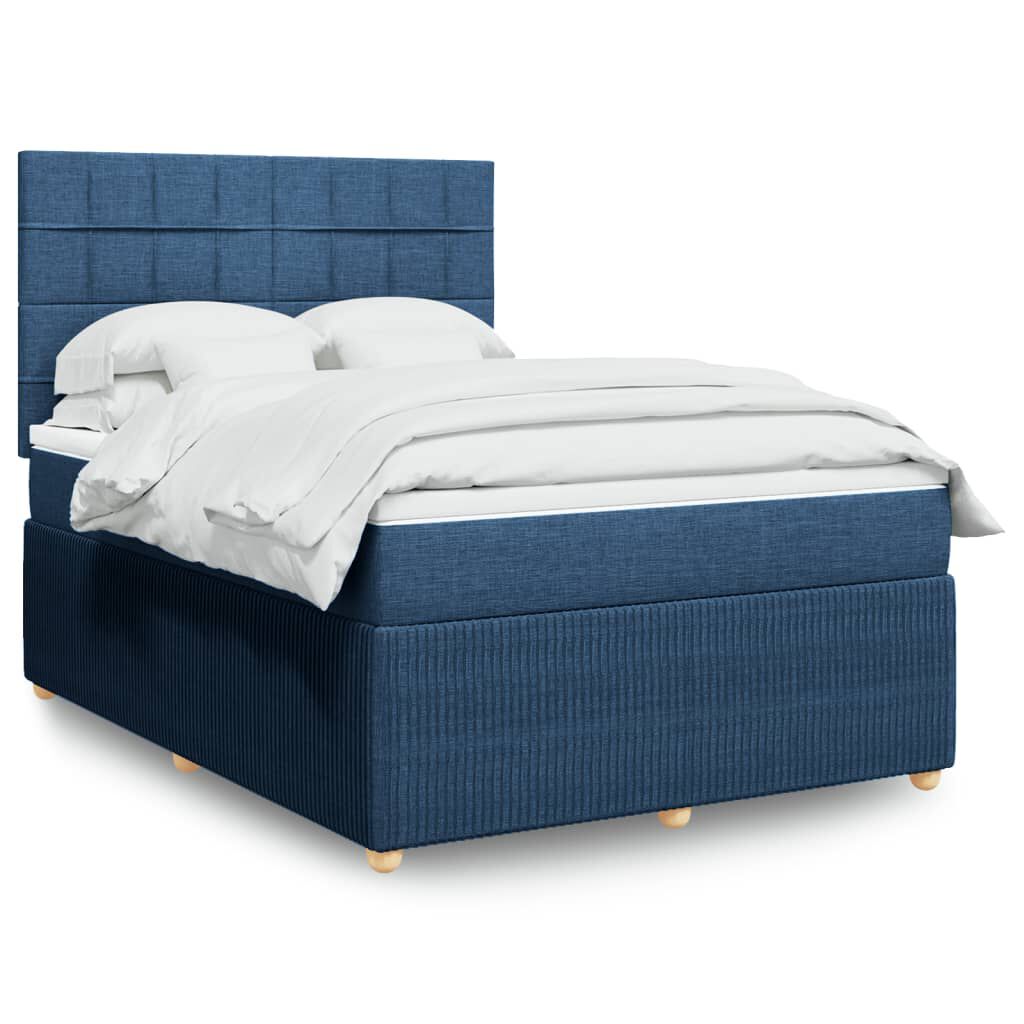 vidaXL Κρεβάτι Boxspring με Στρώμα Μπλε 160x200 εκ. Υφασμάτινο
