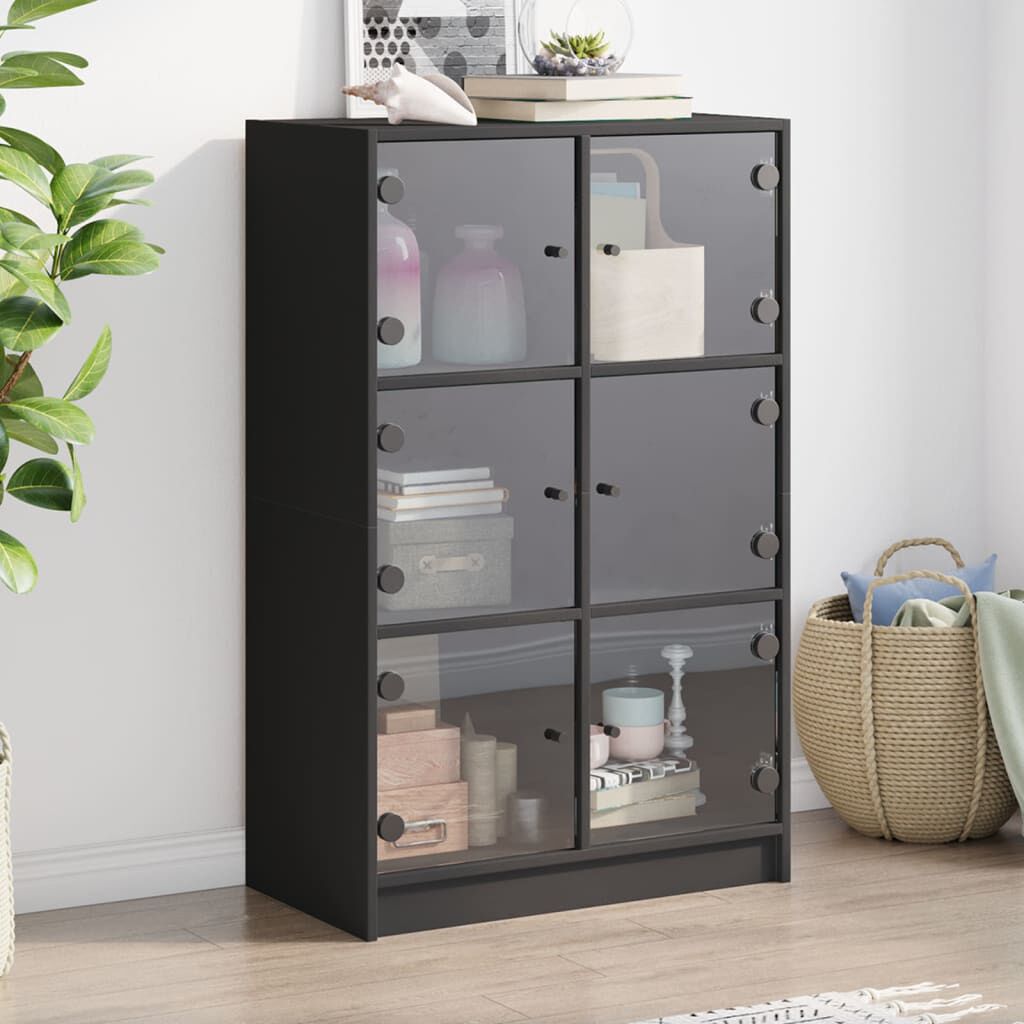 vidaXL Ντουλάπι με Πόρτες Μαύρο 68x37x109 εκ. από Επεξεργασμένο Ξύλο