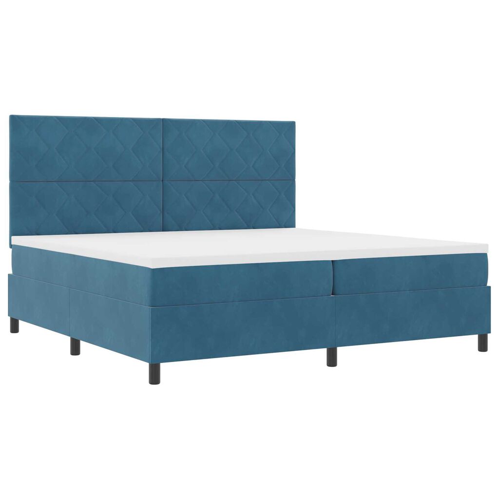 Κρεβάτι Box Spring με Στρώμα vidaXL Σκούρο Μπλε 200x200 εκ Βελούδο