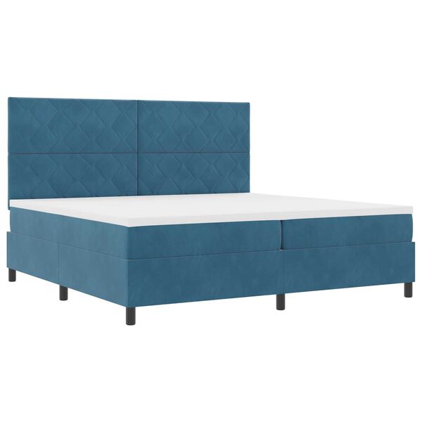 Κρεβάτι Box Spring με Στρώμα vidaXL Σκούρο Μπλε 200x200 εκ Βελούδο