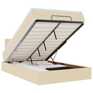 vidaXL Οθωμανικό κρεβάτι με στρώμα & LEDs Cream 120x200cm ύφασμα