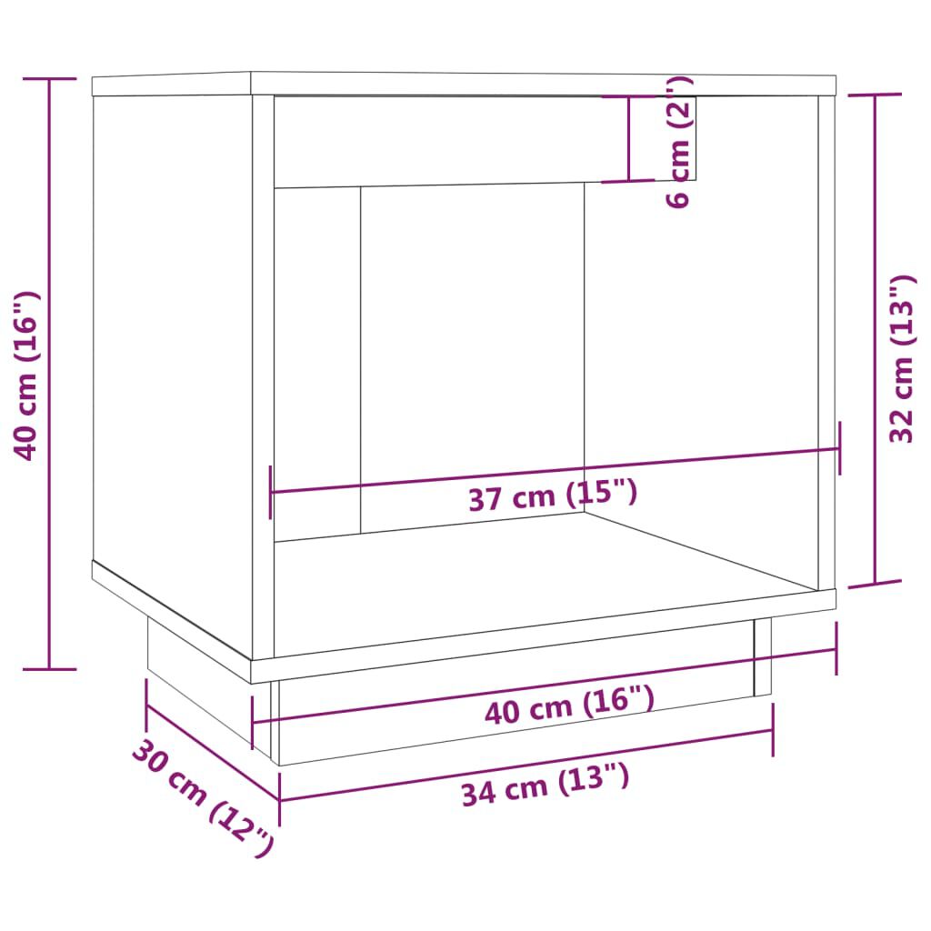 vidaXL Κομοδίνα 2 τεμ. 40 x 30 x 40 εκ. από Μασίφ Ξύλο Πεύκου