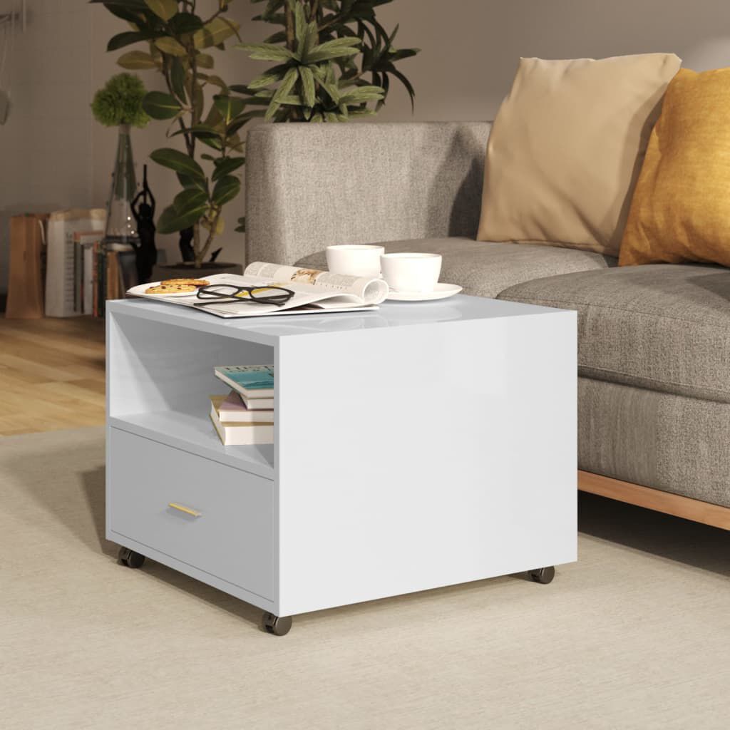 vidaXL Τραπεζάκι Σαλονιού Γυαλιστερό Λευκό 55x55x40 εκ. Επεξεργ. Ξύλο