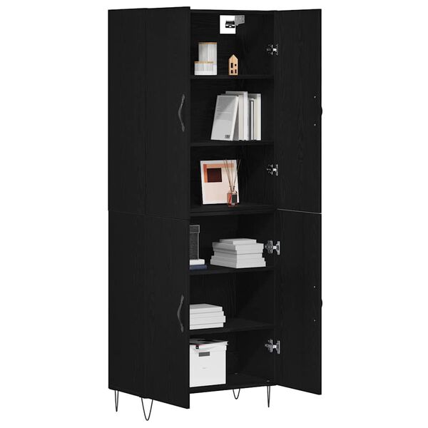 vidaXL Highboard 2 pcs &Mu;&alpha;ύ&rho;&eta; &Omicron;&xi;&upsilon;ά &Mu;&eta;&chi;&alpha;&nu;&iota;&kappa;ή &xi;&upsilon;&lambda;&epsilon;ί&alpha; &kappa;&alpha;&iota; &gamma;&upsilon;&alpha;&lambda;ί