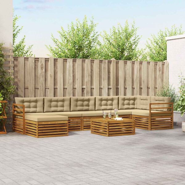 vidaXL &Sigma;&epsilon;&tau; &Kappa;&alpha;&nu;&alpha;&pi;έ 8 pcs &Phi;&upsilon;&sigma;&iota;&kappa;ό &kappa;&alpha;&iota; &Mu;&pi;&epsilon;&zeta; &Sigma;&tau;&epsilon;&rho;&epsilon;ό &Xi;ύ&lambda;&omicron; &Alpha;&kappa;&alpha;&kappa;ί&alpha;&sigmaf;