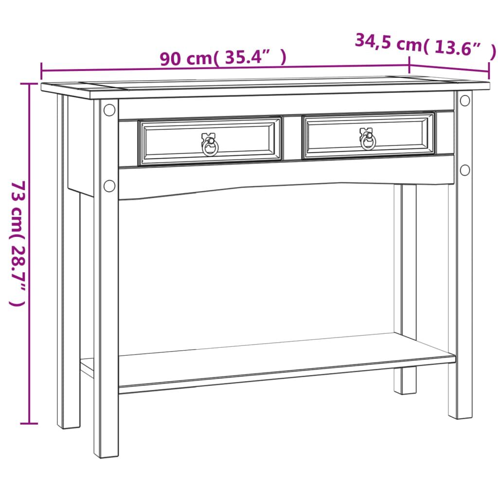 vidaXL Τραπέζι Κονσόλα Μεξικ. Corona Λευκό 90x34,5x73 εκ. Ξύλο Πεύκου