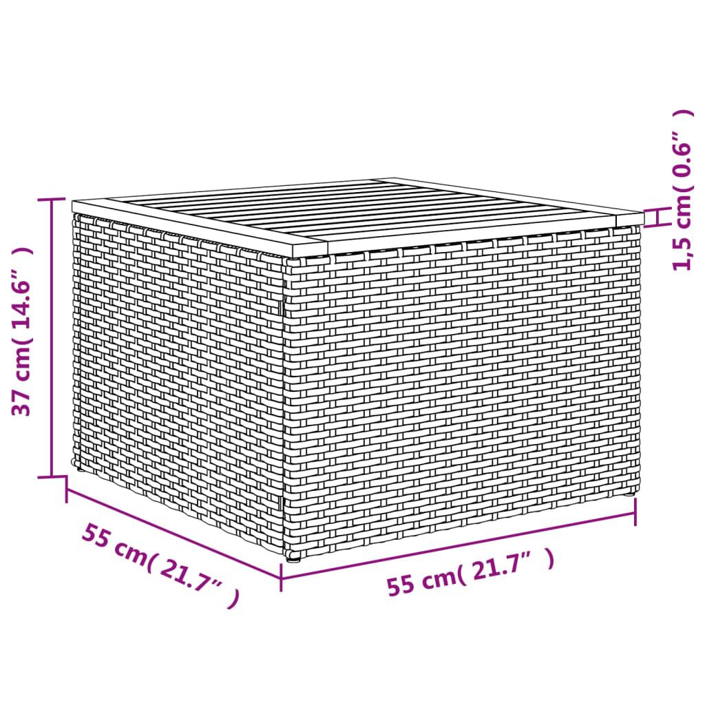 vidaXL Τραπέζι Κήπου Γκρι 55x55x37 εκ. Συνθετικό Ρατάν / Ξύλο Ακακίας