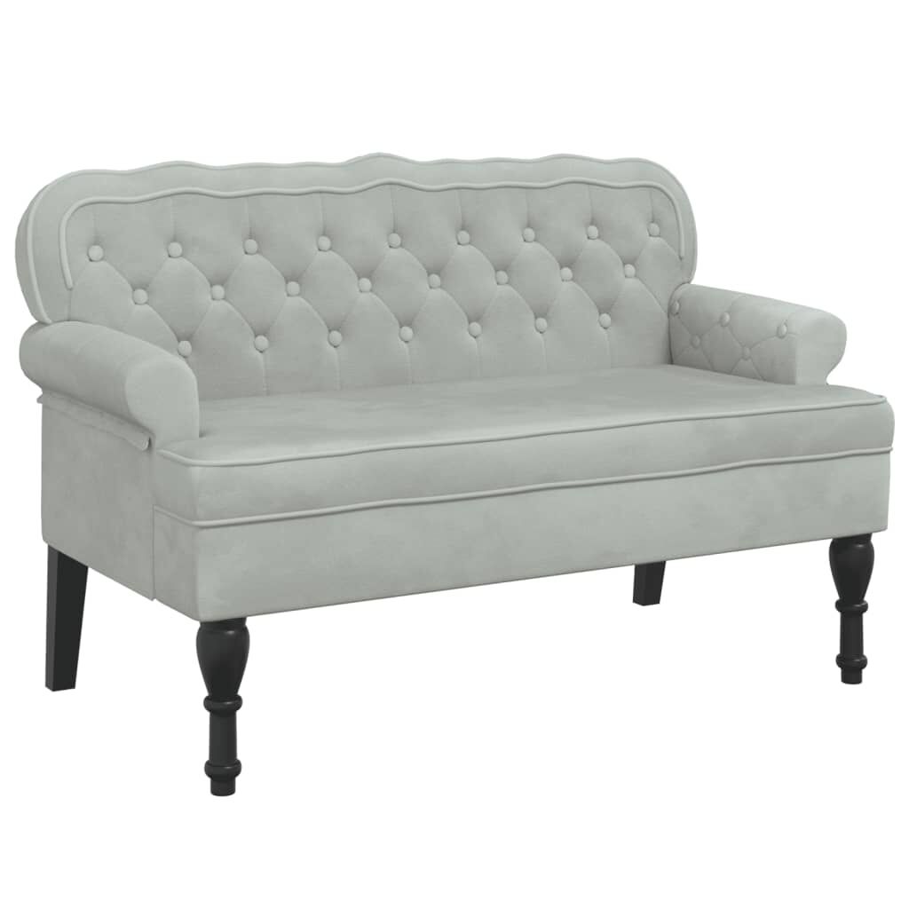 vidaXL Παγκάκι με Πλάτη Ανοιχτό Γκρι 119,5x64,5x75 εκ. Βελούδινο