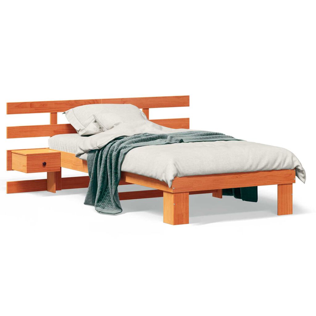 vidaXL Σκελετός Κρεβατιού Καφέ κεριού 75 x 190 cm Συμπαγές ξύλο πεύκου
