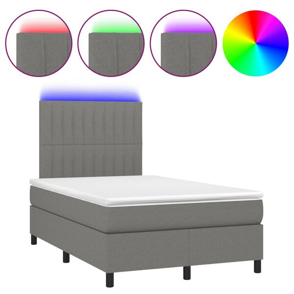 vidaXL &Kappa;&rho;&epsilon;&beta;ά&tau;&iota; Boxspring &mu;&epsilon; &Sigma;&tau;&rho;ώ&mu;&alpha; & LED &Sigma;&kappa;.&Gamma;&kappa;&rho;&iota; 120x200 &epsilon;&kappa; &Upsilon;&phi;&alpha;&sigma;&mu;ά&tau;&iota;&nu;&omicron;