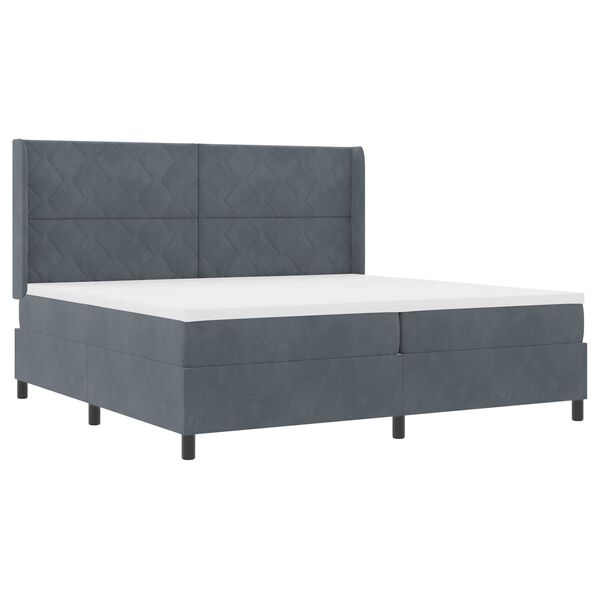 vidaXL Κρεβάτι Box Spring LED με Στρώμα Σκούρο γκρι 200 x 200 cm