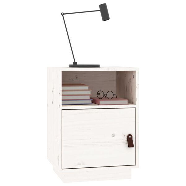 vidaXL Κομοδίνο Λευκό 40 x 34 x 55 εκ. από Μασίφ Ξύλο Πεύκου