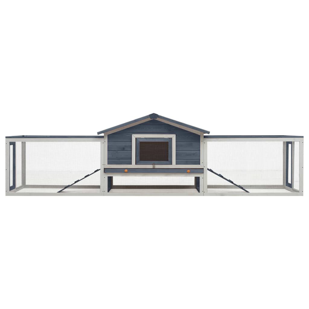 vidaXL Κλουβί Κουνελιών Γκρι 310x70x87 εκ. Μασίφ Ξύλο Πεύκου/Ελάτης