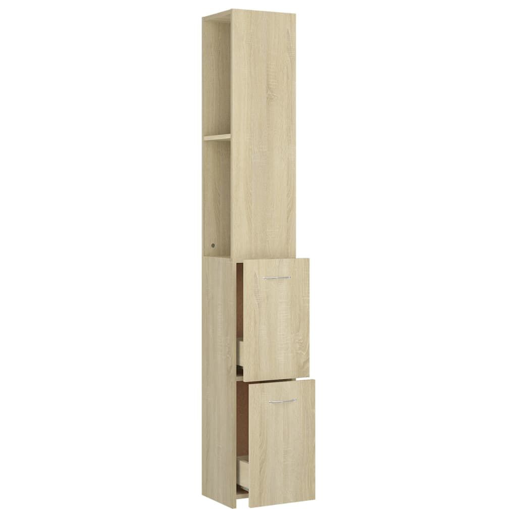 vidaXL Ντουλάπι Μπάνιου Sonoma Δρυς 25x26,5x170 εκ. Επεξεργασμένο Ξύλο