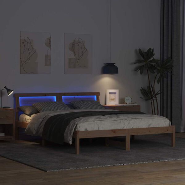 vidaXL Σκελετός Κρεβατιού Καφέ 150 x 200 cm Μασίφ ξύλο πεύκου