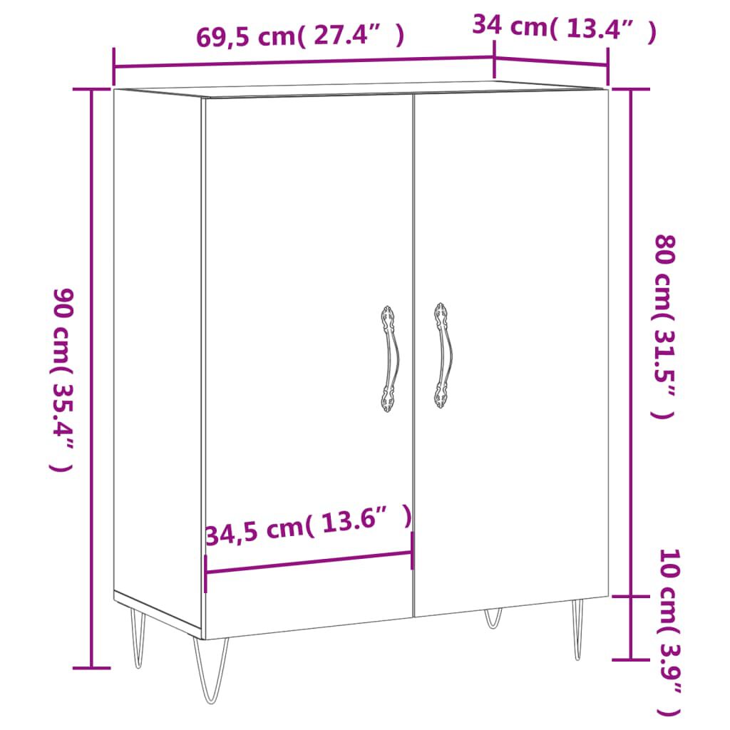 vidaXL Ντουλάπι Γκρι Sonoma 69,5 x 34 x 90 εκ. από Επεξεργασμένο Ξύλο