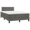 vidaXL Κρεβάτι Boxspring με Στρώμα Σκούρο Γκρι 120x200 εκ. Βελούδινο