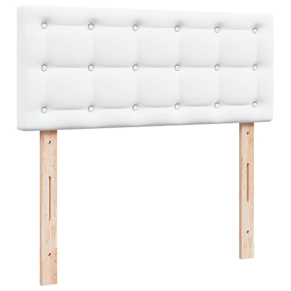 vidaXL Κρεβάτι Boxspring με Στρώμα Λευκό 120x200εκ.από Συνθετικό Δέρμα
