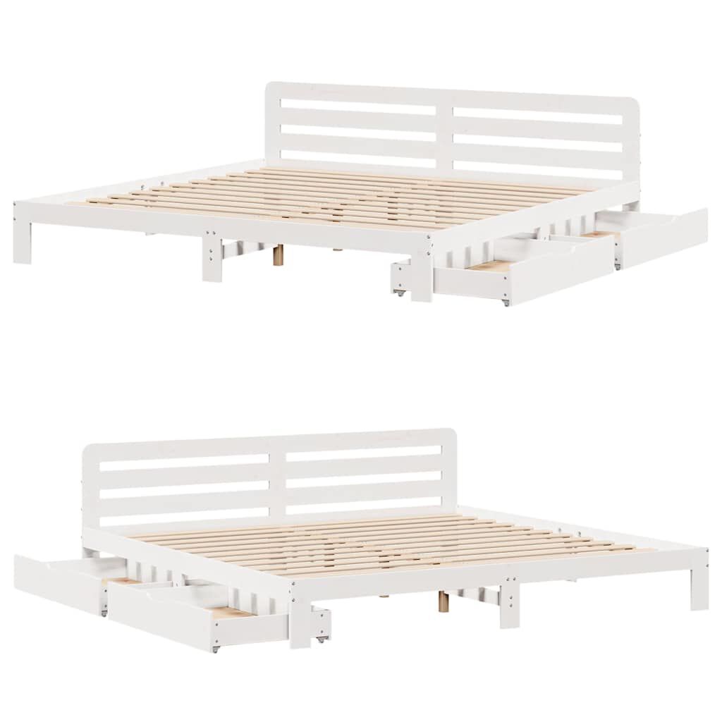 vidaXL Σκελετός Κρεβ. Χωρίς Στρώμα Λευκό 180x200 εκ Μασίφ Πεύκο