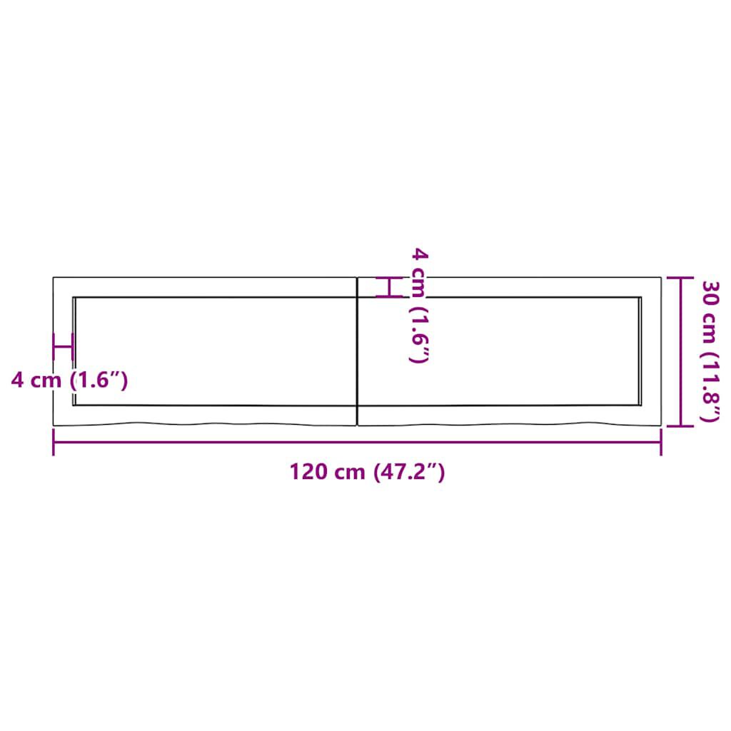 vidaXL Ράφι Τοίχου Ανοιχτό Καφέ 120x30x(2-4)εκ. Επεξ. Μασίφ Ξύλο Δρυός
