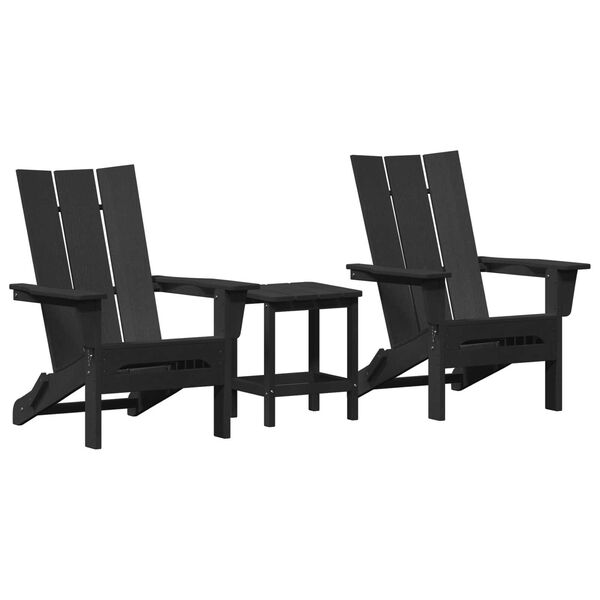 vidaXL Έπιπλα Χαλάρωσης Κήπου 3 pcs Μαύρο 38 x 38 x 46cm Πλαστικό