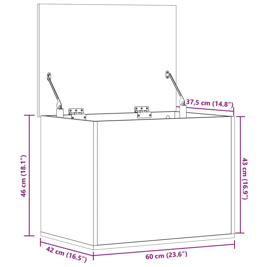 vidaXL Κουτί Αποθήκευσης Καπνιστή Δρυς 60x42x46 εκ. Επεξεργασμένο Ξύλο