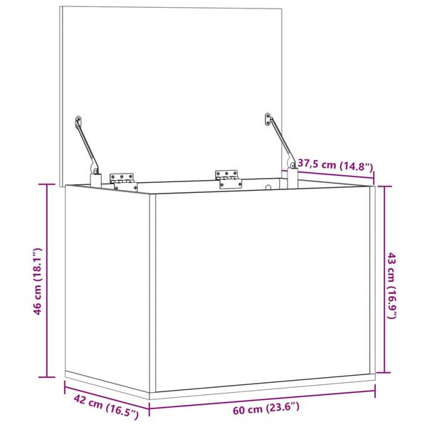vidaXL Κουτί Αποθήκευσης Καπνιστή Δρυς 60x42x46 εκ. Επεξεργασμένο Ξύλο