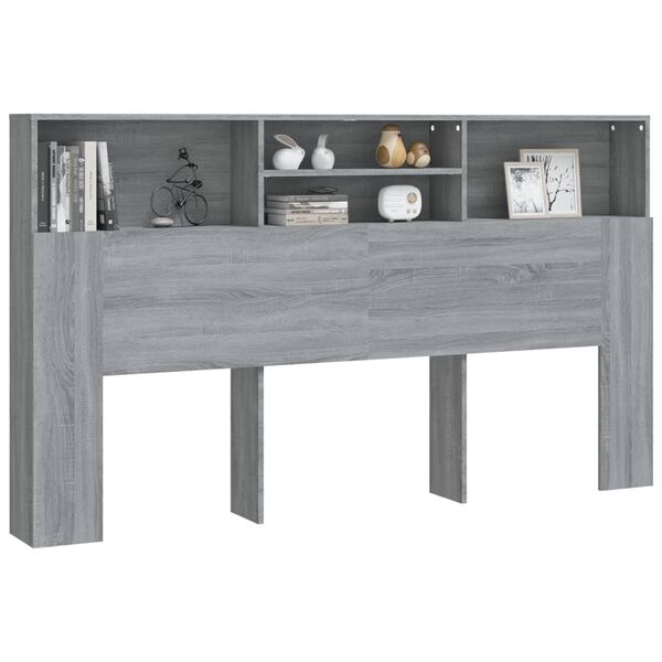 vidaXL Κεφαλάρι Με Αποθηκευτικό Χώρο Γκρι Sonoma 180 x 19 x 103,5 εκ.