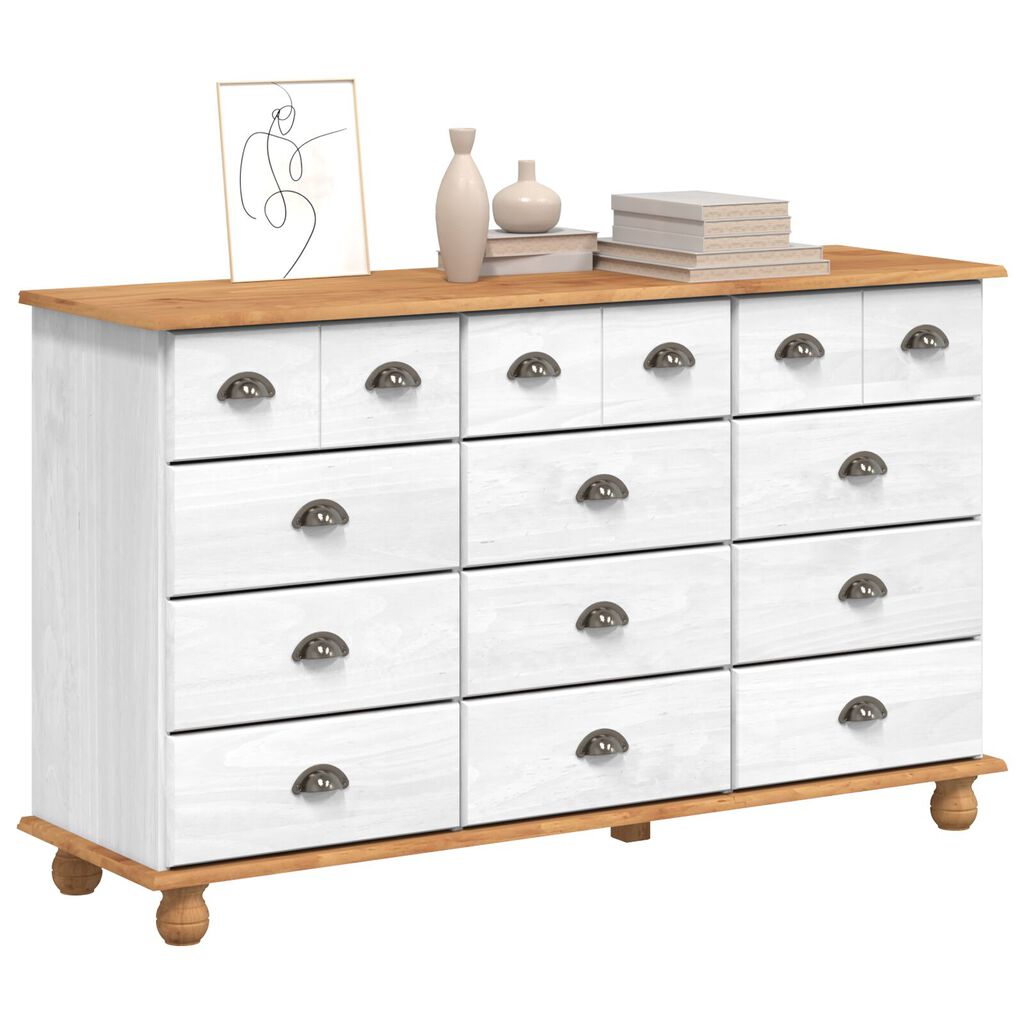 vidaXL Συρταριέρα 'ASKIM' Λευκή 79x40x133.5 cm Στερεό Ξύλο Πεύκου