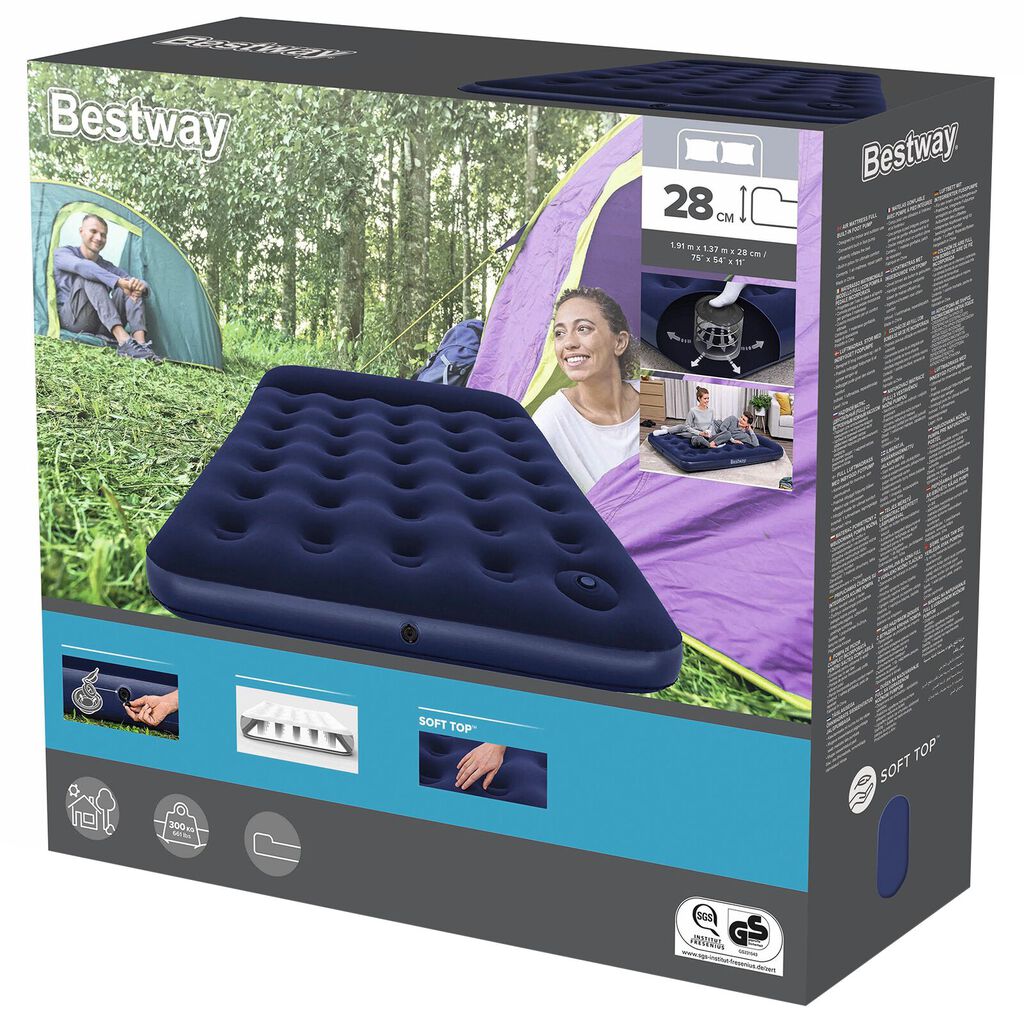 Bestway Φουσκωτό Στρώμα με Αντλία Ποδιών 191x137x28 εκ