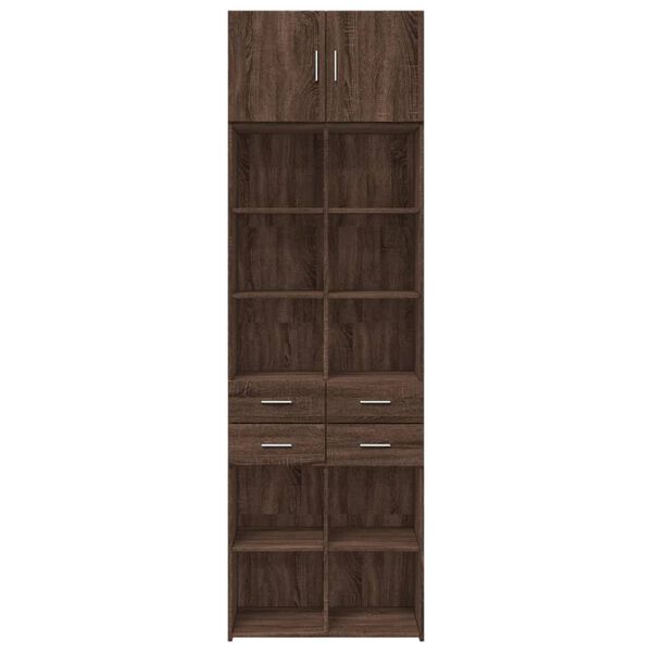 vidaXL Ραφιέρα με Ντουλάπια Καφέ Δρυς 70x42,5x225 εκ. από Επεξ. Ξύλο