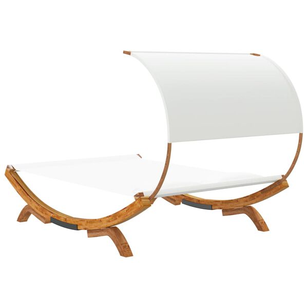 vidaXL Ξαπλώστρα ΕξΧώρου Κρεμ 165x203x126εκ Μασίφ Λυγισμένο Ξύλο Τέντα
