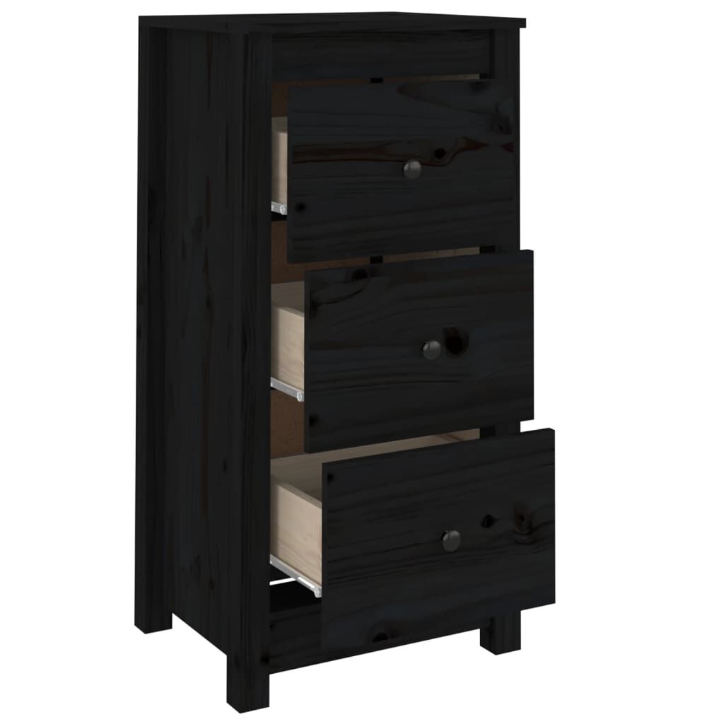 vidaXL Ντουλάπι Μαύρος 40x35x80 εκ. από Μασίφ Ξύλο Πεύκου