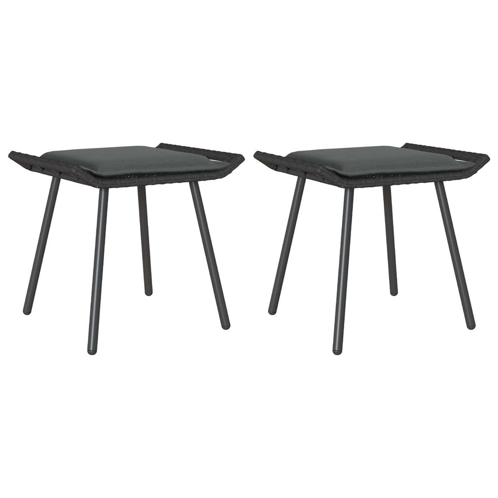 vidaXL Κήπος Σκαμπό 2 τμχ Μαύρο 50x40x45 εκ Συνθετικό Ρατάν
