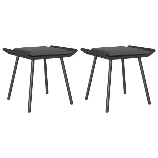 vidaXL Κήπος Σκαμπό 2 τμχ Μαύρο 50x40x45 εκ Συνθετικό Ρατάν