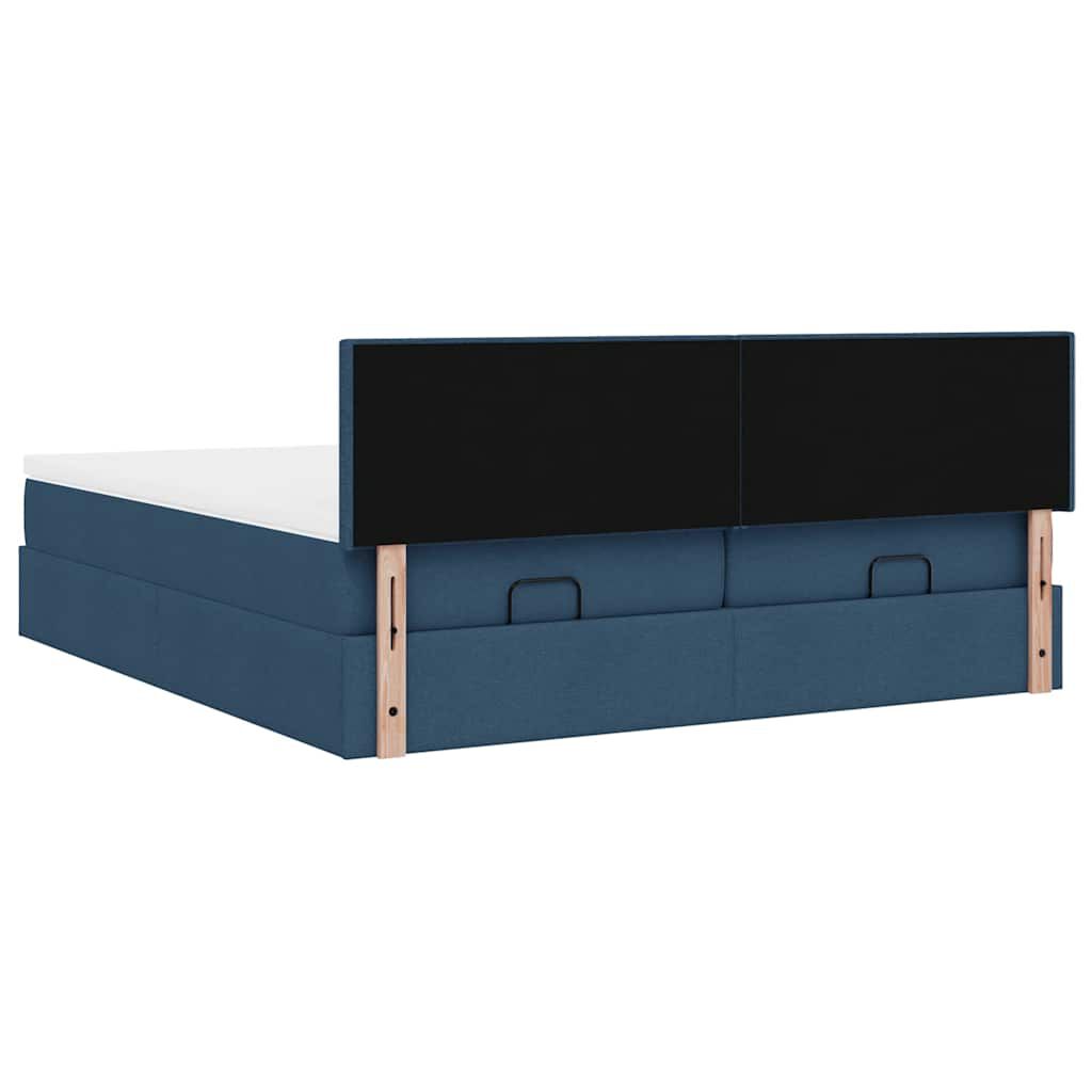 vidaXL Οθωμανικό κρεβάτι με στρώματα μπλε 180x200cm ύφασμα