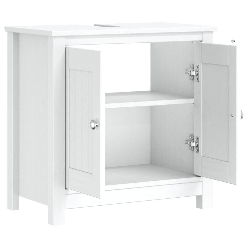 vidaXL Ντουλάπι Νιπτήρα BERG Λευκό 60 x 34 x 59 εκ. Μασίφ Ξύλο Πεύκου