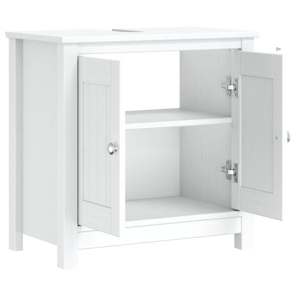 vidaXL Ντουλάπι Νιπτήρα BERG Λευκό 60 x 34 x 59 εκ. Μασίφ Ξύλο Πεύκου