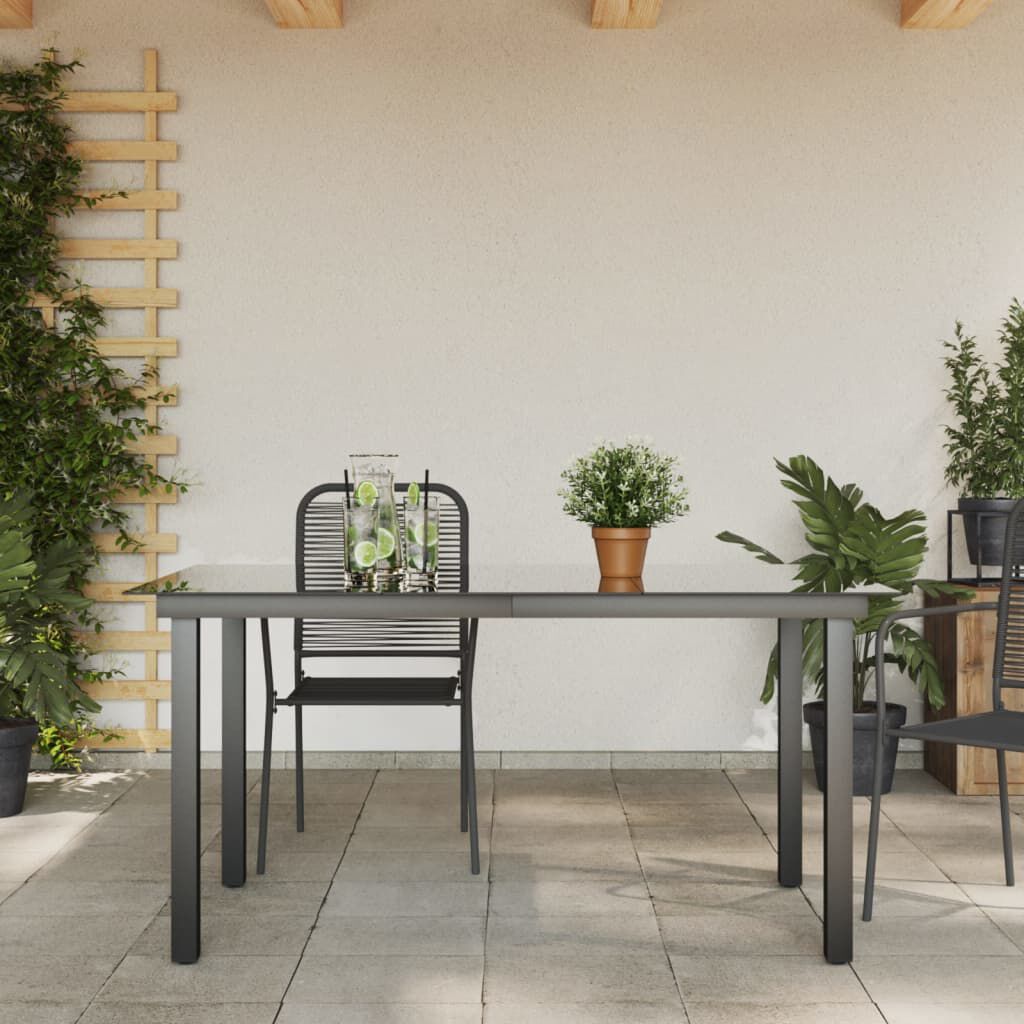 vidaXL Τραπέζι Κήπου Μαύρο 150 x 90 x 74 εκ. από Αλουμίνιο / Γυαλί